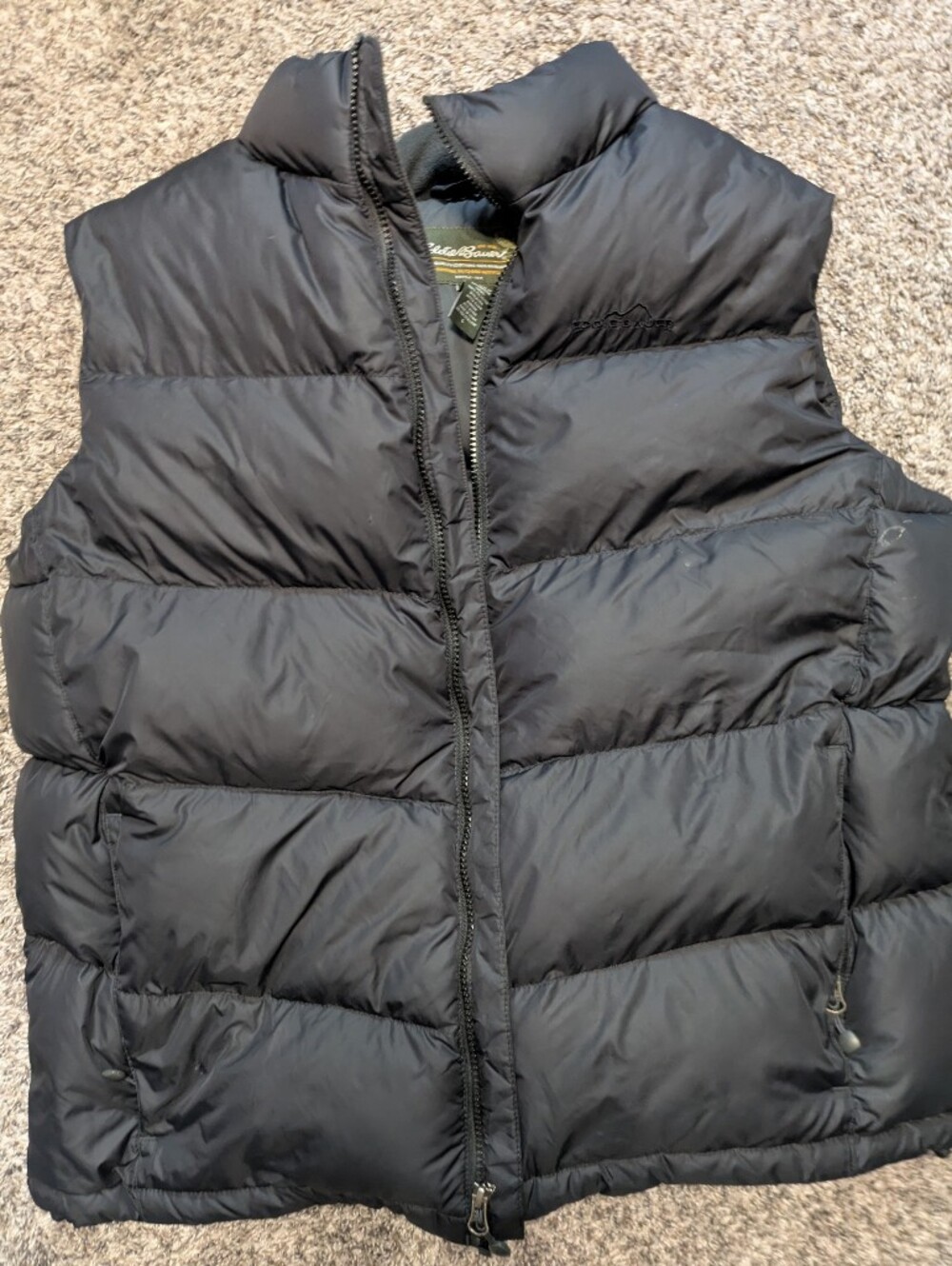 Eddie Bauer Black Quilted Vest with Branded Label